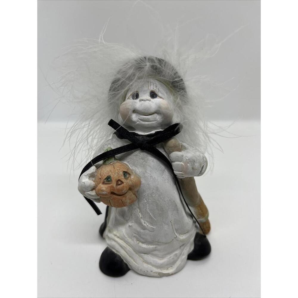 1991 Dreamsicles Cast Art Halloween Witch Ghost Figurine Pumpkin Broom 4.5” VTG